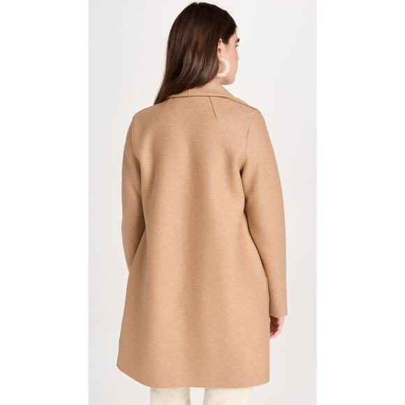 Harris Wharf London Wool Draped Blanket Coat in Camel Tan Belted - Picture 3 of 16